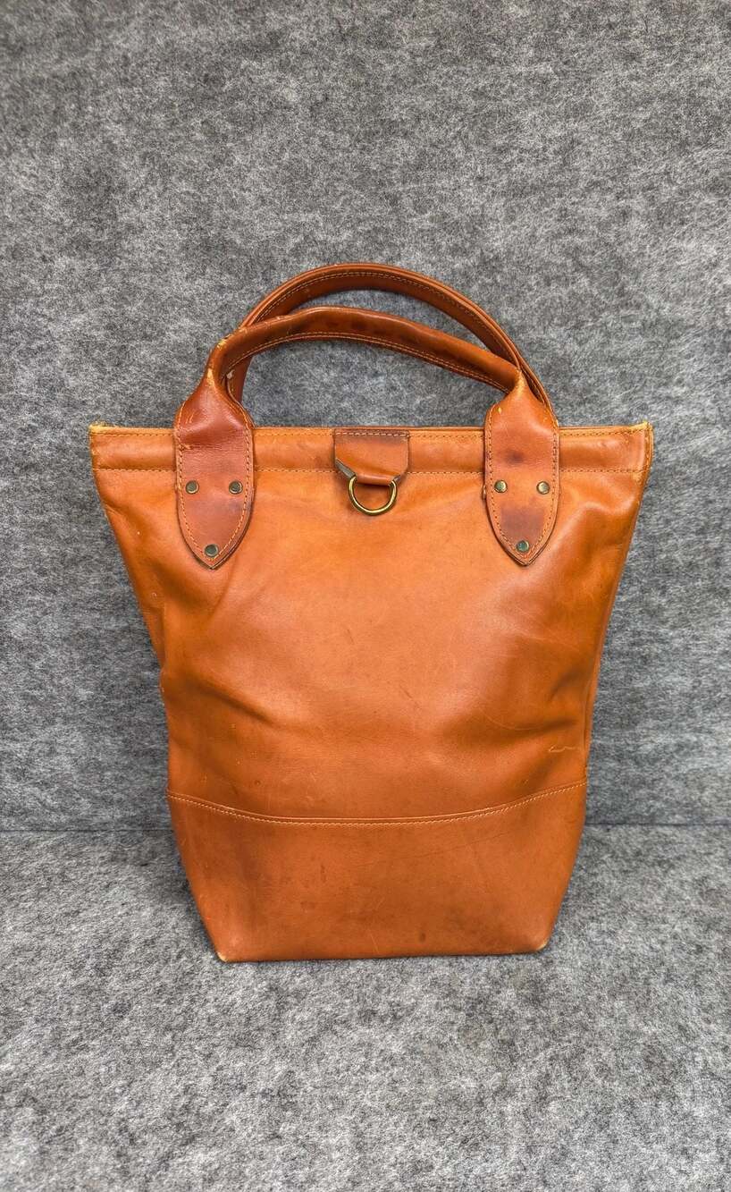Vintage Bag All Leather Boat and Tote Bag Tan